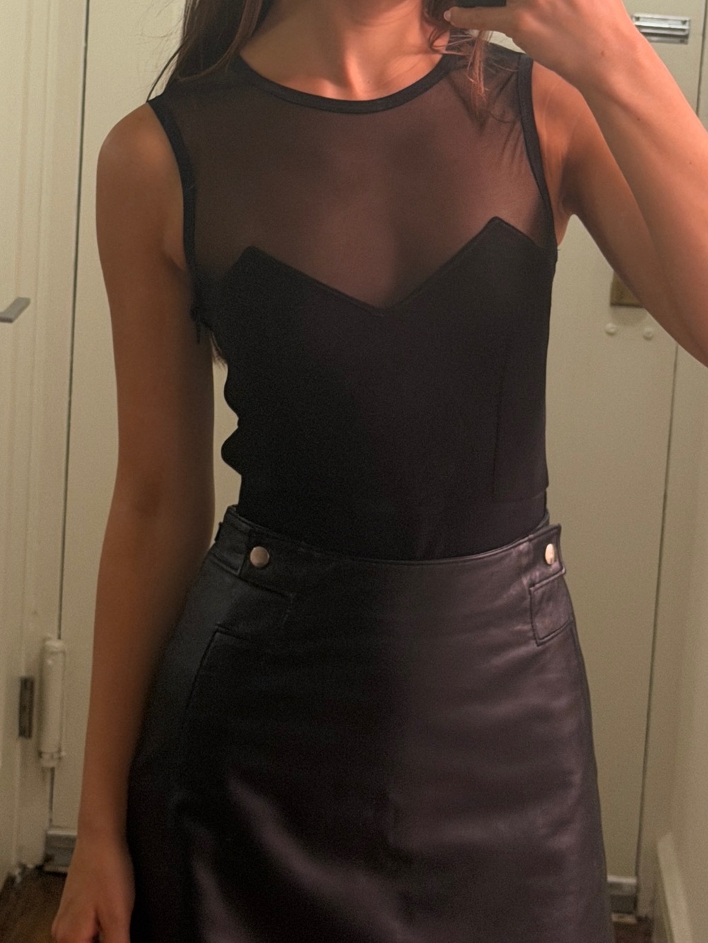 Diesel Black Sheer-Yoke Sleeveless Camisole